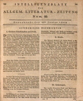 Allgemeine Literatur-Zeitung (Literarisches Zentralblatt für Deutschland) Samstag 23. Juni 1804