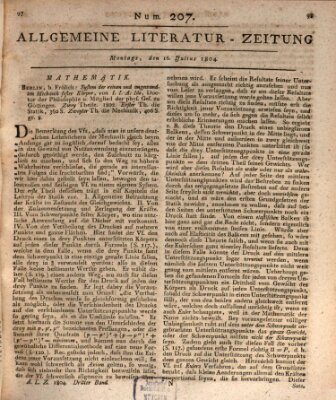Allgemeine Literatur-Zeitung (Literarisches Zentralblatt für Deutschland) Montag 16. Juli 1804