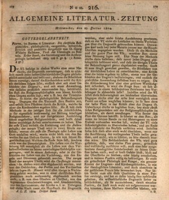 Allgemeine Literatur-Zeitung (Literarisches Zentralblatt für Deutschland) Mittwoch 25. Juli 1804