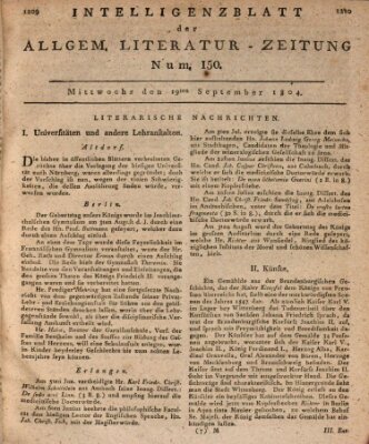 Allgemeine Literatur-Zeitung (Literarisches Zentralblatt für Deutschland) Mittwoch 19. September 1804