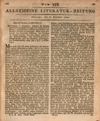 Allgemeine Literatur-Zeitung (Literarisches Zentralblatt für Deutschland) Dienstag 27. November 1804