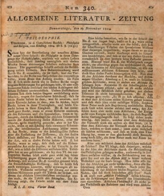 Allgemeine Literatur-Zeitung (Literarisches Zentralblatt für Deutschland) Donnerstag 29. November 1804