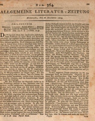 Allgemeine Literatur-Zeitung (Literarisches Zentralblatt für Deutschland) Mittwoch 26. Dezember 1804