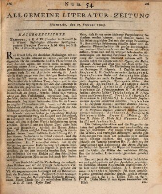 Allgemeine Literatur-Zeitung (Literarisches Zentralblatt für Deutschland) Mittwoch 27. Februar 1805