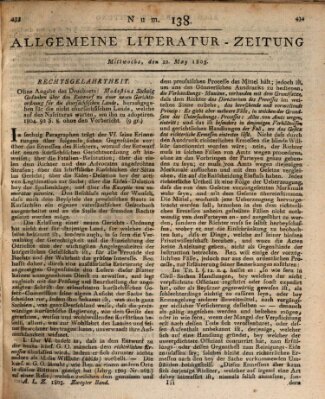 Allgemeine Literatur-Zeitung (Literarisches Zentralblatt für Deutschland) Mittwoch 22. Mai 1805