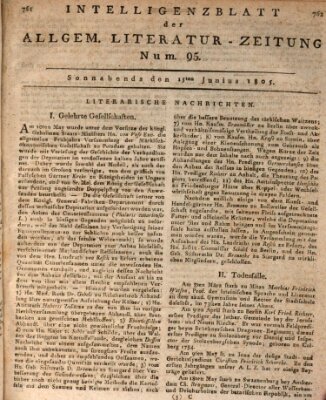 Allgemeine Literatur-Zeitung (Literarisches Zentralblatt für Deutschland) Samstag 15. Juni 1805