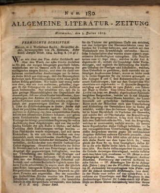 Allgemeine Literatur-Zeitung (Literarisches Zentralblatt für Deutschland) Mittwoch 3. Juli 1805