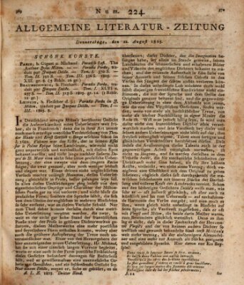 Allgemeine Literatur-Zeitung (Literarisches Zentralblatt für Deutschland) Donnerstag 22. August 1805