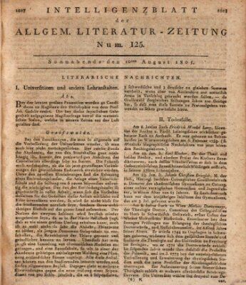 Allgemeine Literatur-Zeitung (Literarisches Zentralblatt für Deutschland) Samstag 10. August 1805