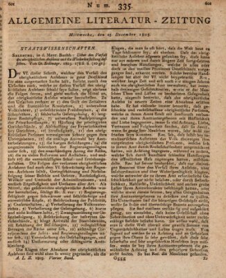 Allgemeine Literatur-Zeitung (Literarisches Zentralblatt für Deutschland) Mittwoch 25. Dezember 1805