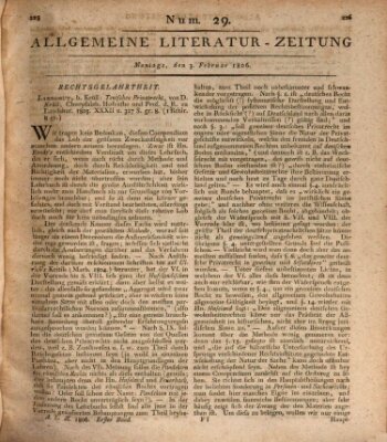 Allgemeine Literatur-Zeitung (Literarisches Zentralblatt für Deutschland) Montag 3. Februar 1806