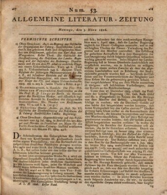 Allgemeine Literatur-Zeitung (Literarisches Zentralblatt für Deutschland) Montag 3. März 1806