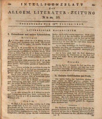 Allgemeine Literatur-Zeitung (Literarisches Zentralblatt für Deutschland) Samstag 28. Juni 1806