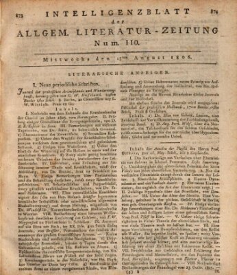 Allgemeine Literatur-Zeitung (Literarisches Zentralblatt für Deutschland) Mittwoch 13. August 1806