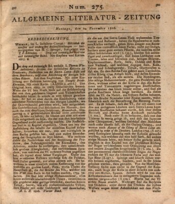 Allgemeine Literatur-Zeitung (Literarisches Zentralblatt für Deutschland) Montag 24. November 1806
