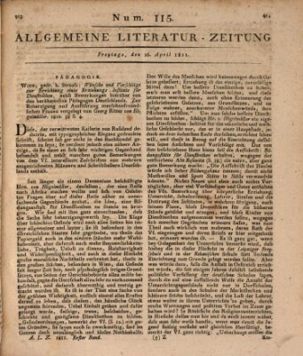 Allgemeine Literatur-Zeitung (Literarisches Zentralblatt für Deutschland) Freitag 26. April 1811