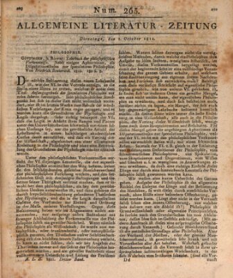 Allgemeine Literatur-Zeitung (Literarisches Zentralblatt für Deutschland) Dienstag 1. Oktober 1811