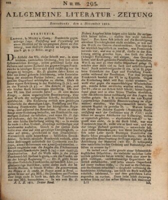 Allgemeine Literatur-Zeitung (Literarisches Zentralblatt für Deutschland) Samstag 2. November 1811