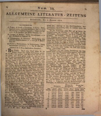 Allgemeine Literatur-Zeitung (Literarisches Zentralblatt für Deutschland) Samstag 11. Januar 1812