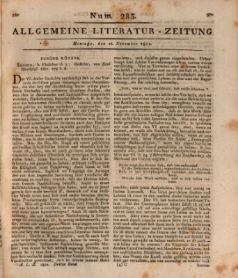 Allgemeine Literatur-Zeitung (Literarisches Zentralblatt für Deutschland) Montag 16. November 1812