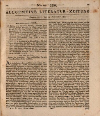 Allgemeine Literatur-Zeitung (Literarisches Zentralblatt für Deutschland) Donnerstag 19. November 1812