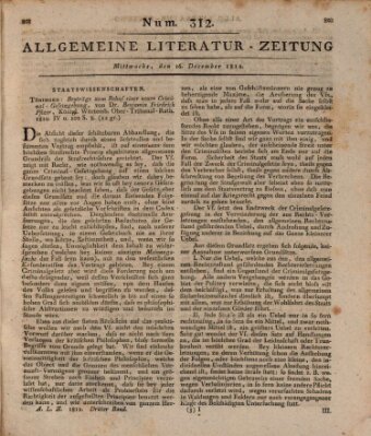 Allgemeine Literatur-Zeitung (Literarisches Zentralblatt für Deutschland) Mittwoch 16. Dezember 1812