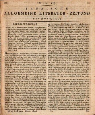 Jenaische allgemeine Literatur-Zeitung vom Jahre ... Freitag 17. Mai 1805