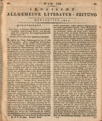 Jenaische allgemeine Literatur-Zeitung vom Jahre ... Mittwoch 5. Juni 1805