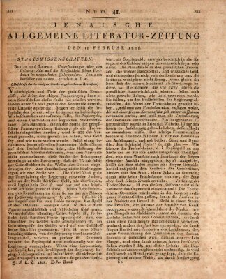 Jenaische allgemeine Literatur-Zeitung vom Jahre ... Donnerstag 18. Februar 1808