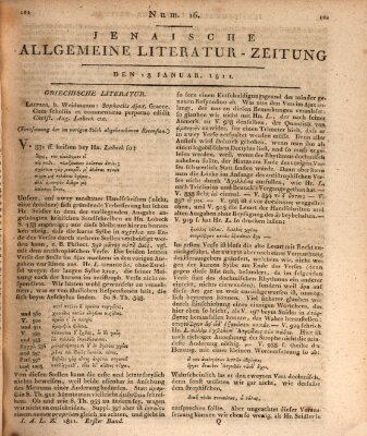 Jenaische allgemeine Literatur-Zeitung vom Jahre ... Freitag 18. Januar 1811