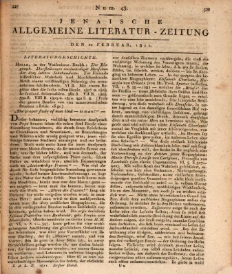 Jenaische allgemeine Literatur-Zeitung vom Jahre ... Mittwoch 20. Februar 1811
