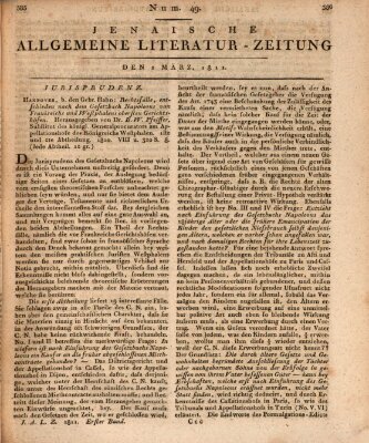 Jenaische allgemeine Literatur-Zeitung vom Jahre ... Samstag 2. März 1811