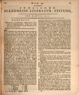 Jenaische allgemeine Literatur-Zeitung vom Jahre ... Freitag 26. April 1811