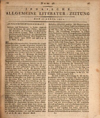 Jenaische allgemeine Literatur-Zeitung vom Jahre ... Samstag 27. April 1811