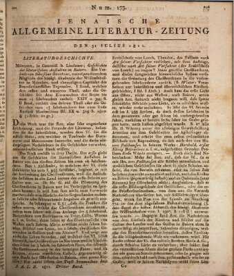 Jenaische allgemeine Literatur-Zeitung vom Jahre ... Mittwoch 31. Juli 1811