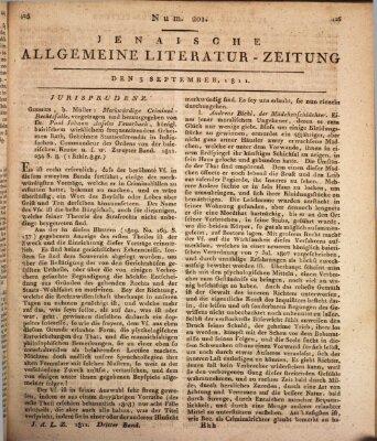 Jenaische allgemeine Literatur-Zeitung vom Jahre ... Dienstag 3. September 1811