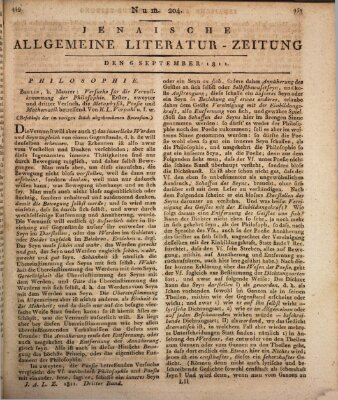 Jenaische allgemeine Literatur-Zeitung vom Jahre ... Freitag 6. September 1811