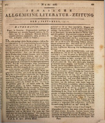Jenaische allgemeine Literatur-Zeitung vom Jahre ... Montag 9. September 1811