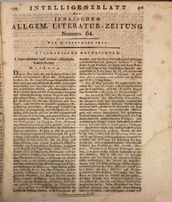 Jenaische allgemeine Literatur-Zeitung vom Jahre ... Samstag 28. September 1811
