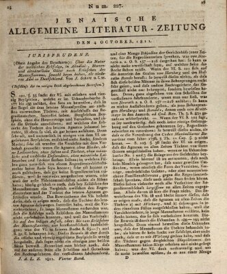 Jenaische allgemeine Literatur-Zeitung vom Jahre ... Freitag 4. Oktober 1811