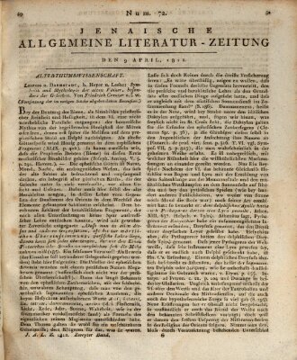 Jenaische allgemeine Literatur-Zeitung vom Jahre ... Donnerstag 9. April 1812