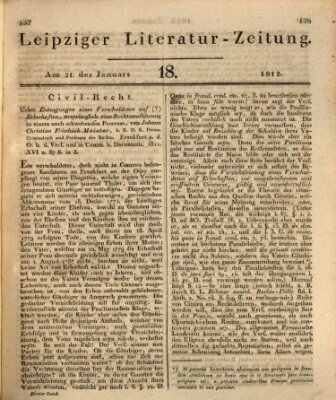Leipziger Literaturzeitung Dienstag 21. Januar 1812