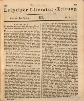 Leipziger Literaturzeitung Freitag 13. März 1812