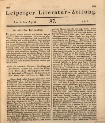 Leipziger Literaturzeitung Donnerstag 9. April 1812