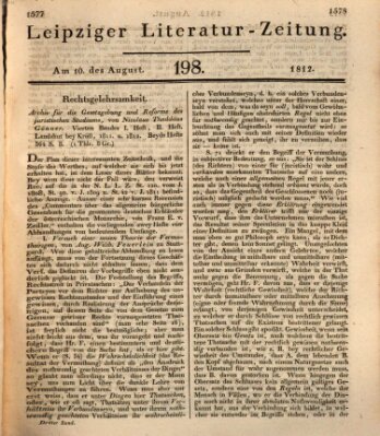 Leipziger Literaturzeitung Montag 10. August 1812
