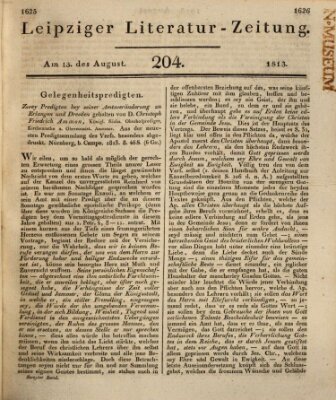 Leipziger Literaturzeitung Freitag 13. August 1813
