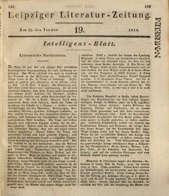 Leipziger Literaturzeitung Samstag 22. Januar 1814