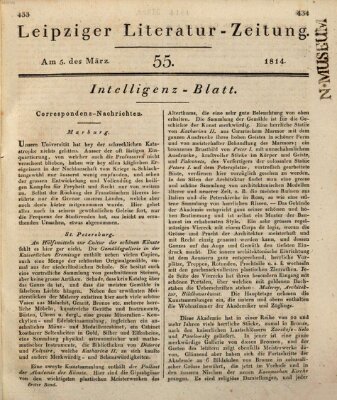 Leipziger Literaturzeitung Samstag 5. März 1814