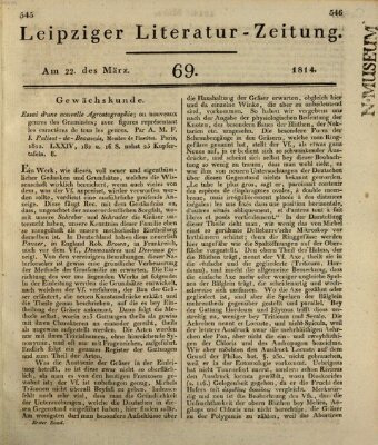Leipziger Literaturzeitung Dienstag 22. März 1814