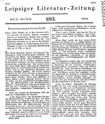 Leipziger Literaturzeitung Mittwoch 27. Juli 1814